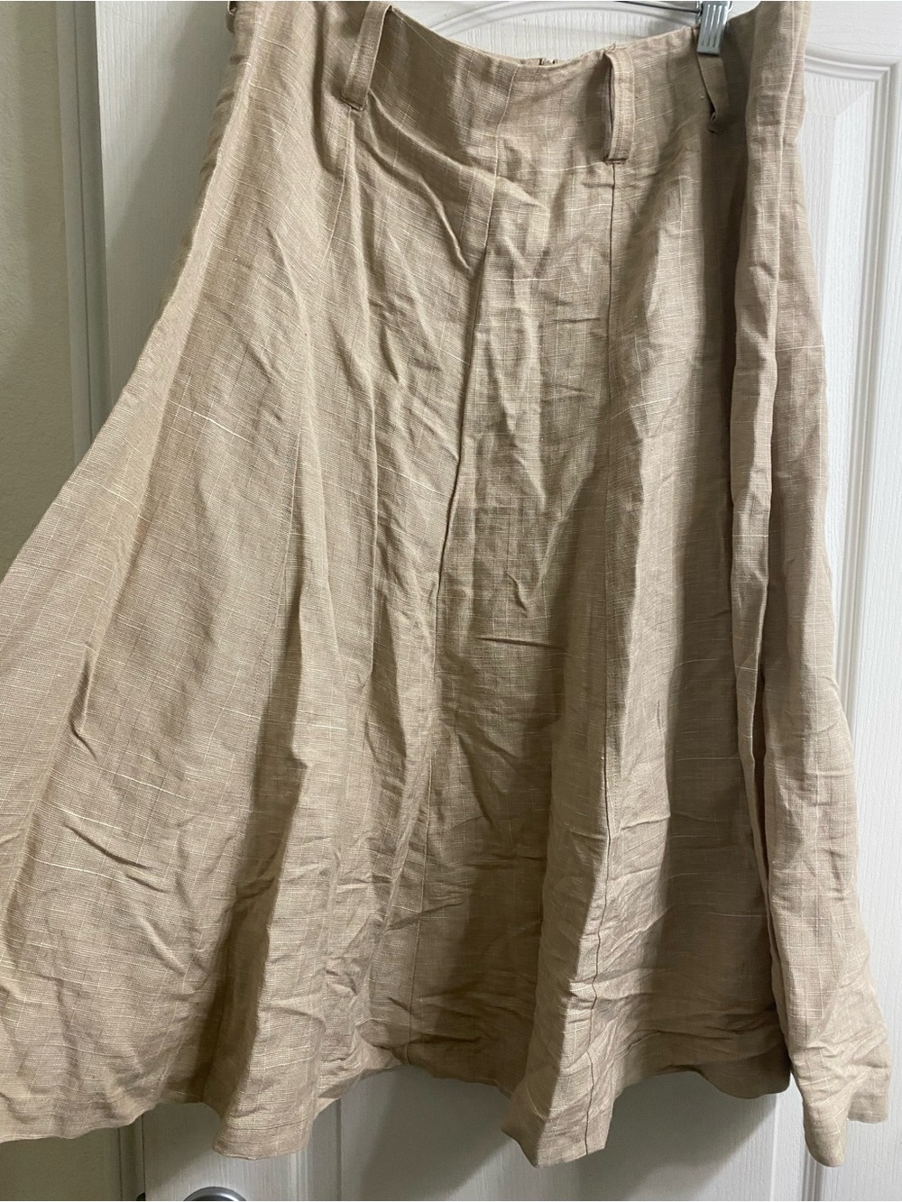 Vintage Y2K Sears Covington Linen Blend Flowy Boho Midi A-Line Beige 14 New - Picture 2 of 12